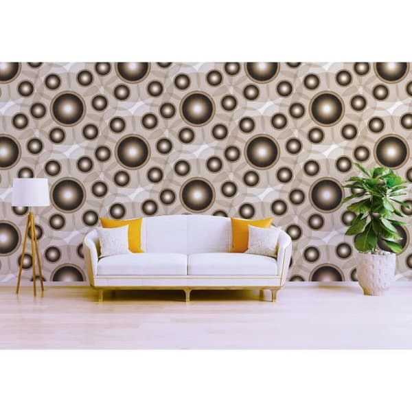Grafisk tapet M1-No.60056 digitaltryck brun vit cirklar