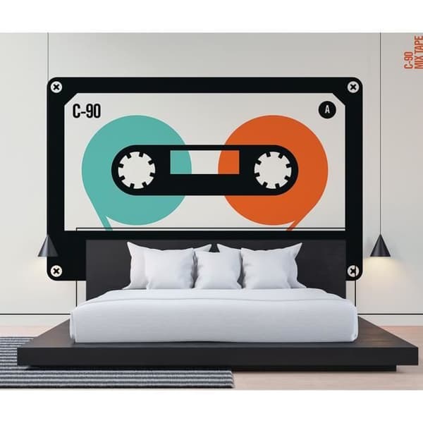 Papper M1-No.61106 digitaltryck blå orange retro kassett