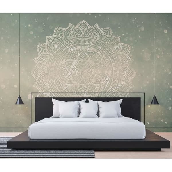 Oriental tapet M1-No.60185 Digitaltryck Grå Beige Mandala