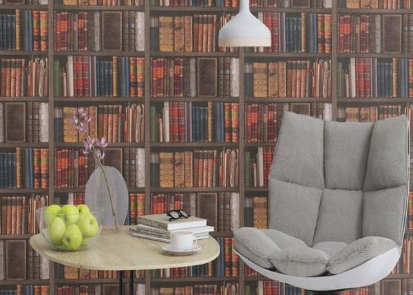 Tapeter - Rasch - Biblioteksböcker - Brun - 53cm - Vanlig - Att sticka