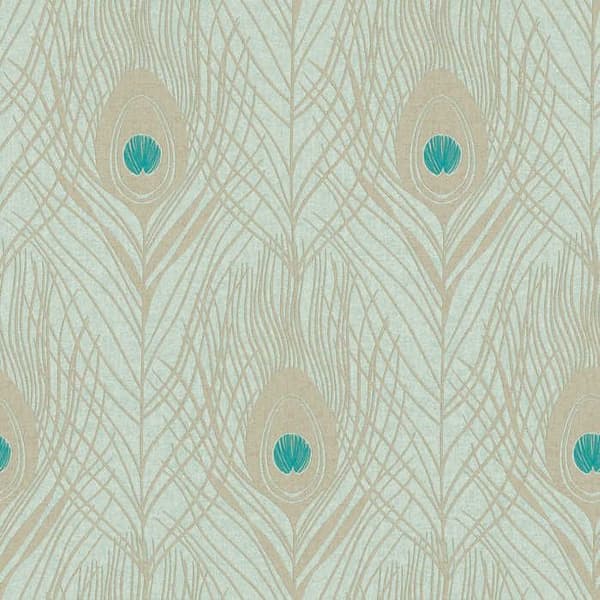 Papper Vägg Boho Chic M1-No.2808 Grön Papper Vägg Etnisk Fjädrar