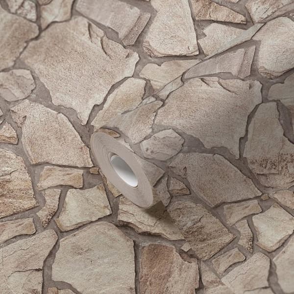 Non-woven tapeter - A.S. CREATION - Elements II - stenimitation - Brun - 10,05 m x 0,53 m