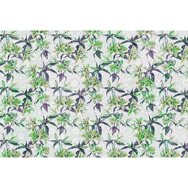 Papper tapet blommor M1-No.60646 Digitaltryck Grön Blå Lilja