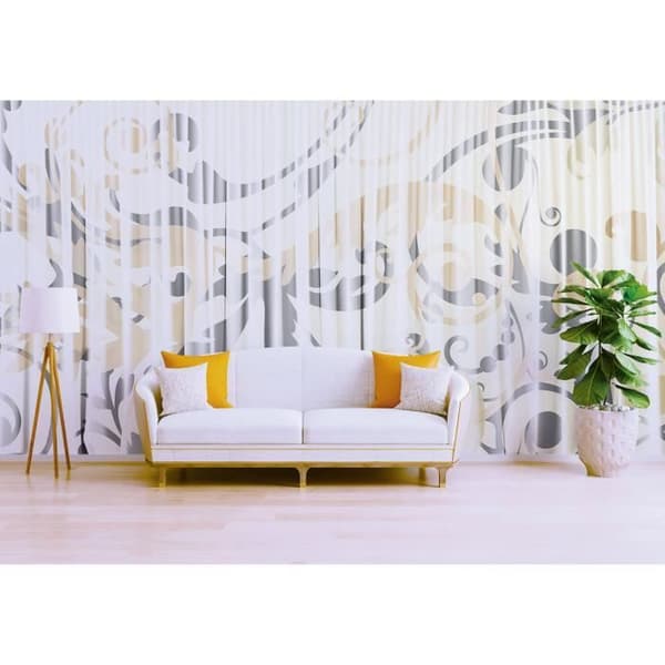 Barocktapet M1-No.60079 Digitaltryck Beige Vit