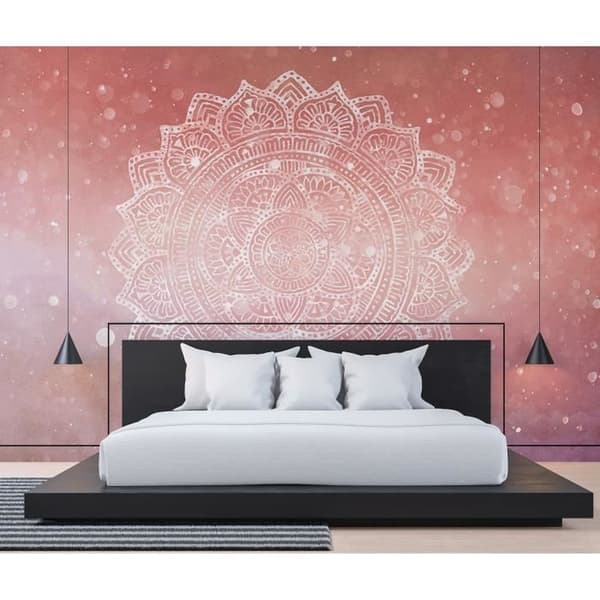 Oriental tapet M1-No.60186 Digitaltryck Rosa Vit Mandala