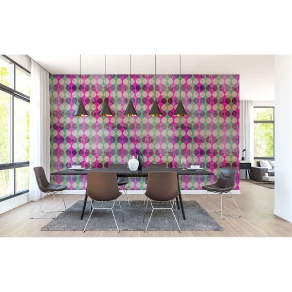 3D-tapet M1-No.60824 digitaltryck rosa grön abstrakt