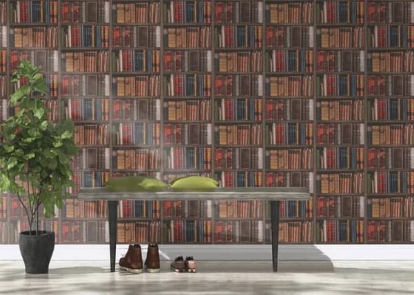 Tapeter - Rasch - Biblioteksböcker - Brun - 53cm - Vanlig - Att sticka