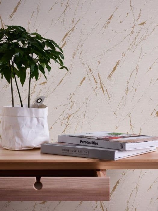 Non-woven tapeter - beige - stenimitation - Mönstrade tapeter - Elements II - A.S Création