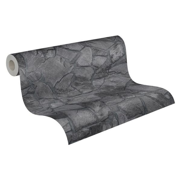Non-woven tapeter - A.S. CREATION - Elements II - Svart - Stenimitation - 53 x 10,05 m