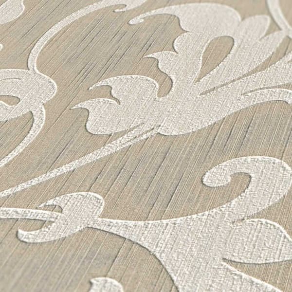 Barocktapet Nicolo M1-No.3763 Beige Silver Klassisk Barock