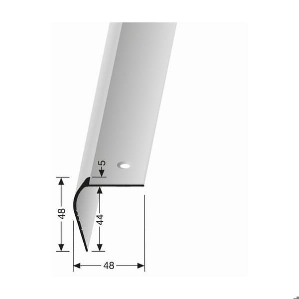 Nez de marche 50 x 48 x 2500 mm Alu Cornière Percé fraisé diff. s Küberit Argent