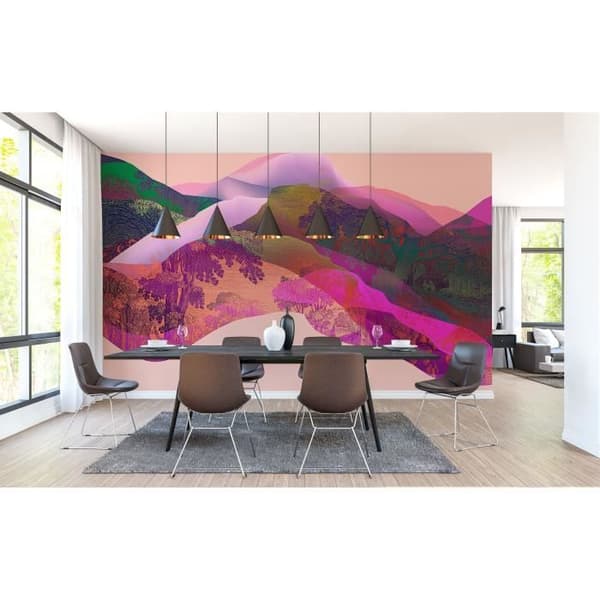 Papper med berg M1-No.61129 Digitaltryck Lila Rosa
