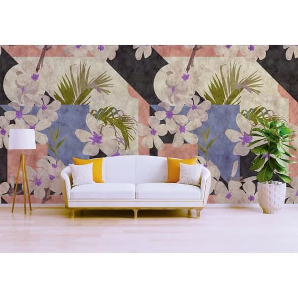 Tapet blommor M1-No.60974 Digitaltryck Orange Beige Abstrakt
