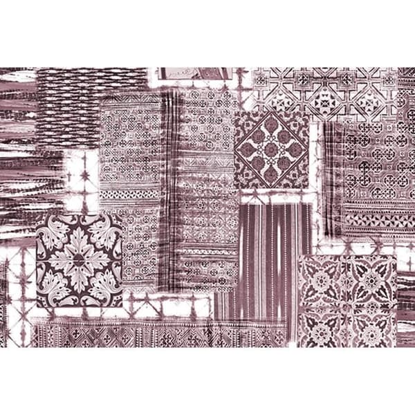 Orientaliskt tapet M1-No.60245 Digitaltryck Lila Vit Patchwork
