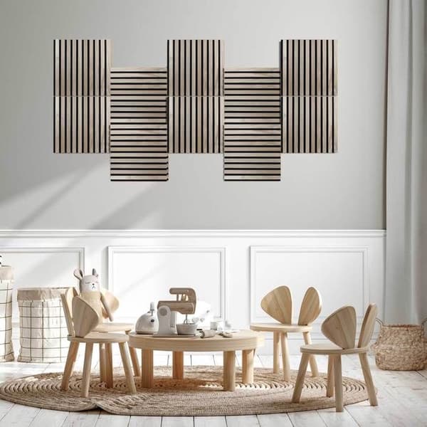 PROVISTON Akustisk väggpanel 400 x 400 mm Ljus ek MDF 3D akustiska paneler