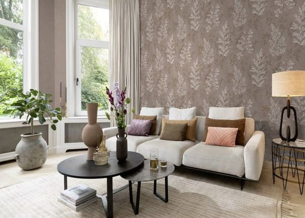 papperstapet i papper 285017 papperstapet Botanisk djungel 53 x 1005 cm Rasch Selection brun