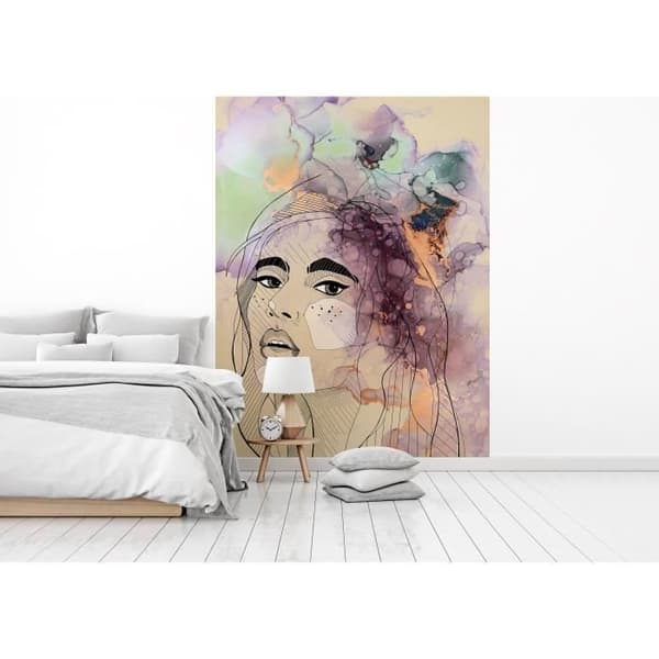 Tapet M1-No.61074 Digitaltryck Beige Lila Flicka
