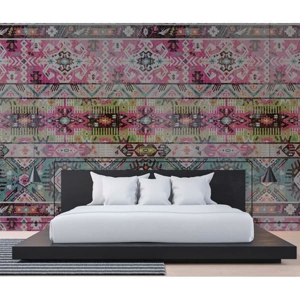 Abstract Wallpaper M1-No.60650 Digital Print Rosa Grön
