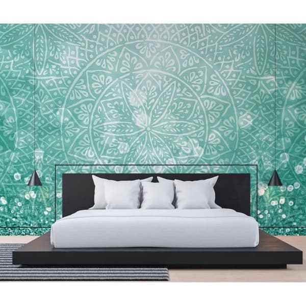 Oriental Tapet M1-No.60059 Digitaltryck Grön Vit Mandala