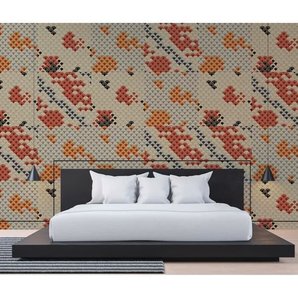3D-tapet M1-No.60865 Digitaltryck Beige Orange