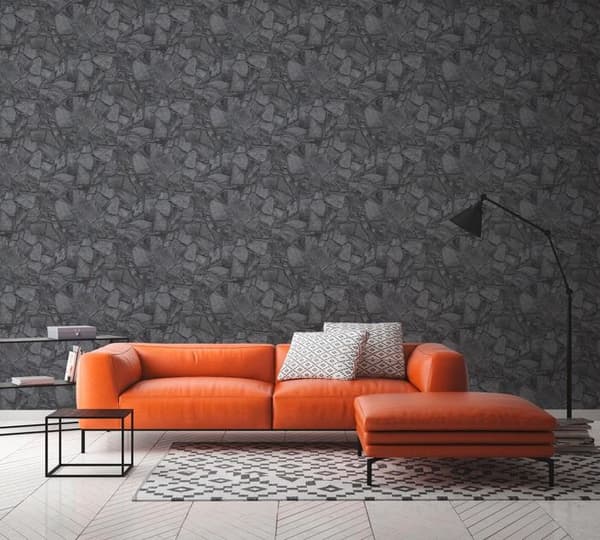 Non-woven tapeter - A.S. CREATION - Elements II - Svart - Stenimitation - 53 x 10,05 m