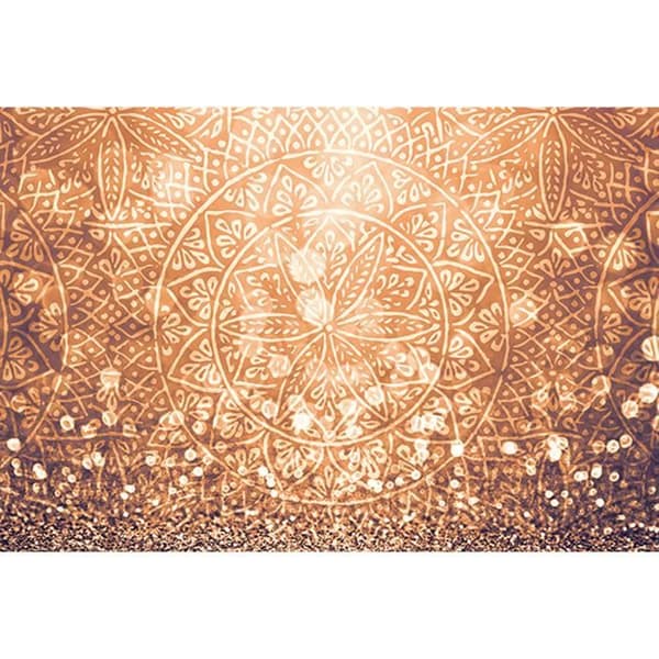 Oriental tapet M1-No.60060 Digitaltryck Orange Vit Mandala