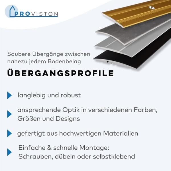 PROVISTON Profil av övergång Aluminiumövergångsprofil 80x1000mm Mörkbrons