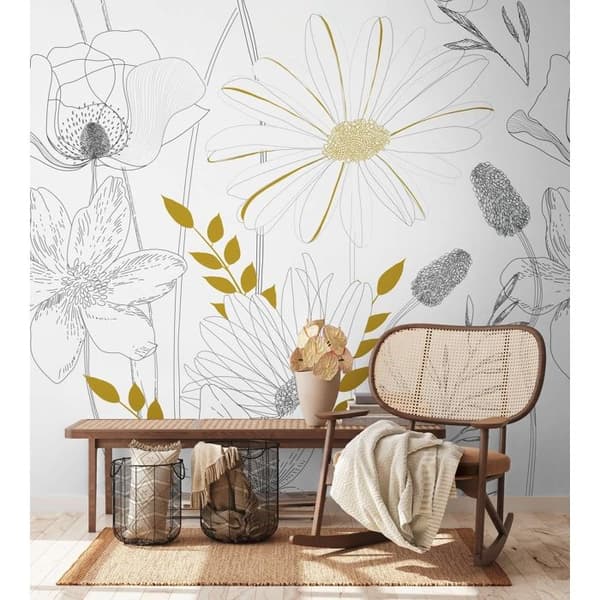 Blommig sprittapet Vit 0,53x8,40 m