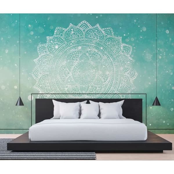 Oriental tapet M1-No.60184 Digitaltryck Blå Vit Mandala