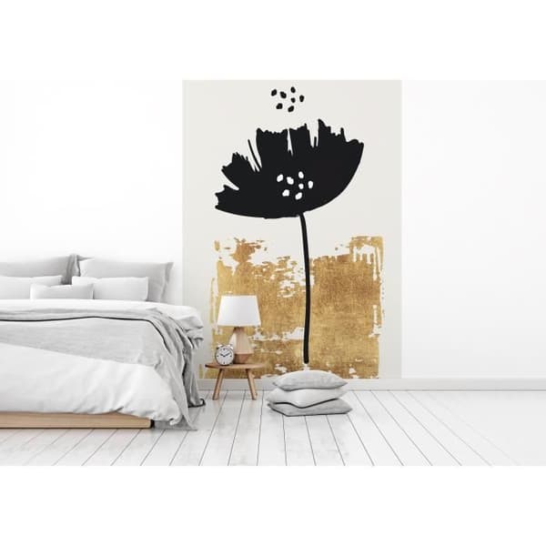 Tapet blommor M1-No.61054 Digitaltryck Guld Svart