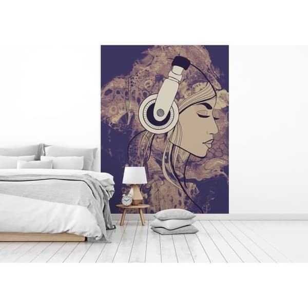 Papper M1-No.61076 digitaltryck lila beige flicka musik
