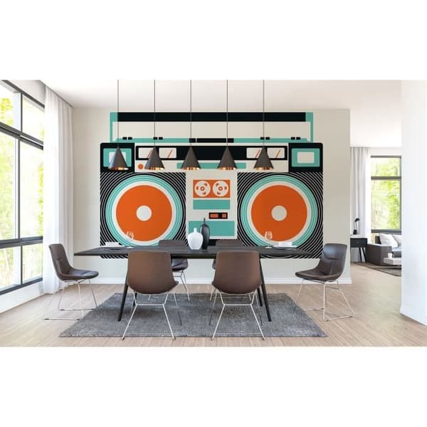 Tapet M1-No.61103 orange blå retro tryck
