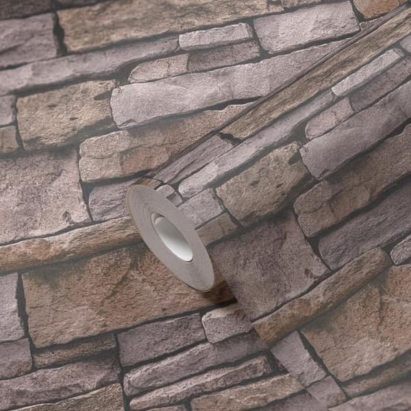 Non-woven tapeter - beige - stenimitation - Mönstrade tapeter - Elements II - A.S Création