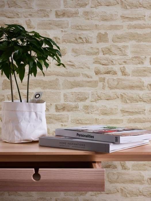 Non-woven tapeter - beige - stenimitation - Mönstrade tapeter - Elements II - A.S Création