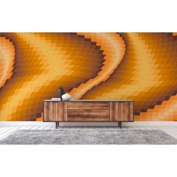 3D-tapet M1-No.60247 digitaltryck gul orange abstrakt grafisk