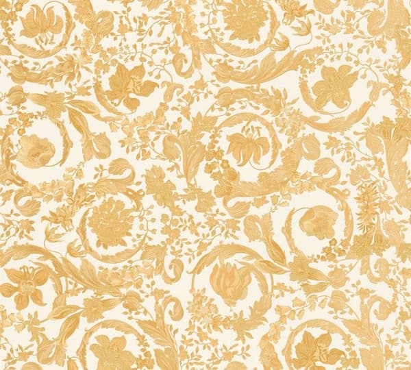 Tapet - A.S. CREATION - Blommig 387064 - Robust non-woven - Guld - Barockränder