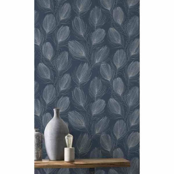 Rasch 699203 Intissé Botanique 10.05 x 0.53 m Blå Vit