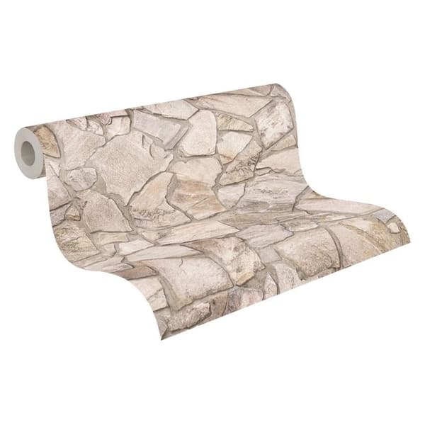 Non-woven tapeter - beige - stenimitation - Mönstrade tapeter - Elements II - A.S Création