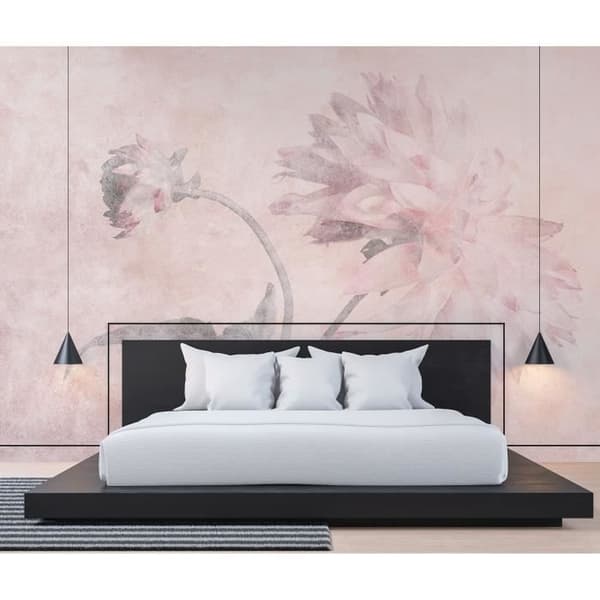 Tapet med blommor M1-No.61278 Digitaltryck Rosa Grå