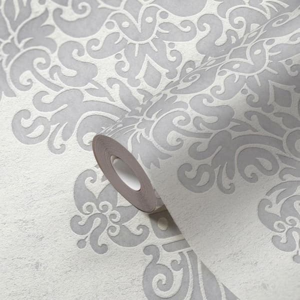 Non-woven tapet - A.S. CREATION - Ren Elegans - barock - vit - 53 cm x 10,05 m