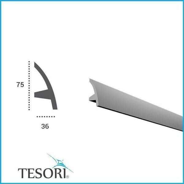 PROVISTON LED-list i PU Vit 75 x 36 x 2000 mm Stötsäker 2 m