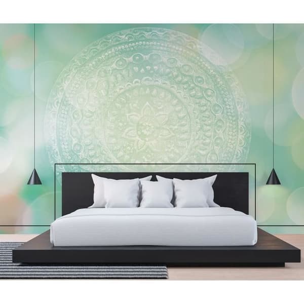 Oriental tapet M1-No.60181 Digitaltryck Grön Blå Mandala