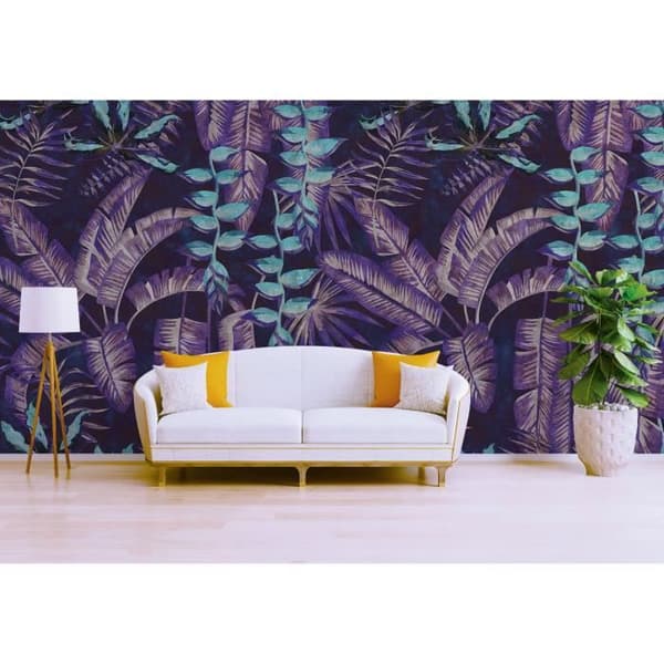 Jungle tapet M1-No.60967 Digitaltryck Lila Blå Växter Blommig