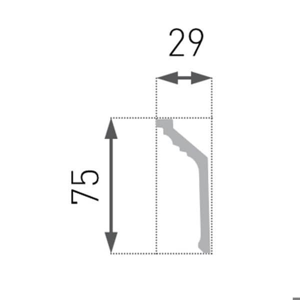 PROVISTON Taklist Polystyren 32 x 75 x 2000 mm Vit Taklist