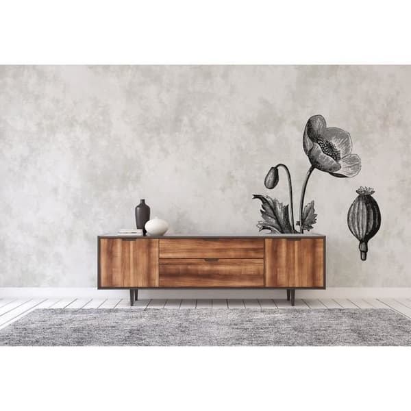 Tapet blommor M1-No.60685 Digitaltryck Vit Svart