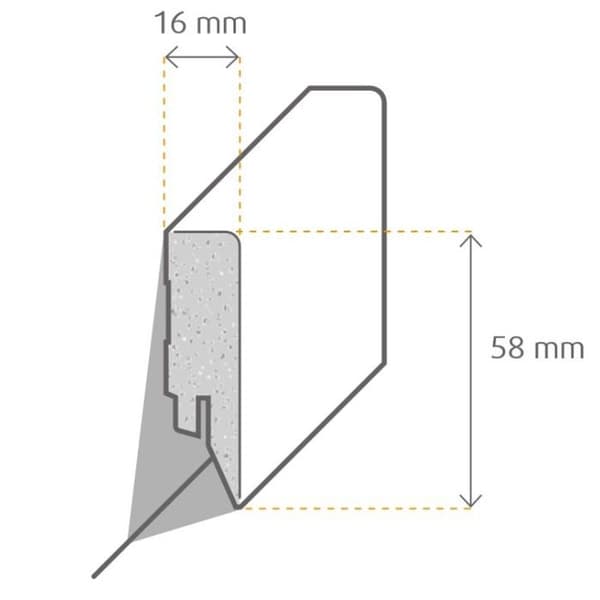 Kosche Plint Topline MDF 16 x 58 x 2500 mm Grå Plint Hög kvalitet Robust