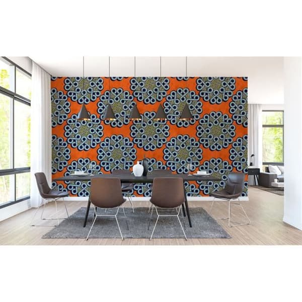 Tapet blommor M1-No.61381 Digitaltryck Orange Blå Abstrakt