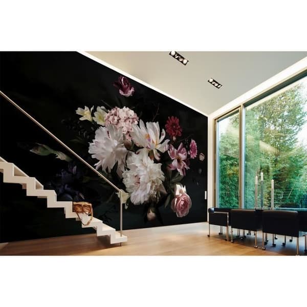Tapet blommor M1-No.60382 digitaltryck vit rosa rosor