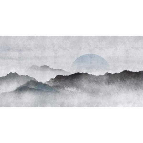 Tapet berg M1-No.61407 Digitaltryck Grå Blå Måne