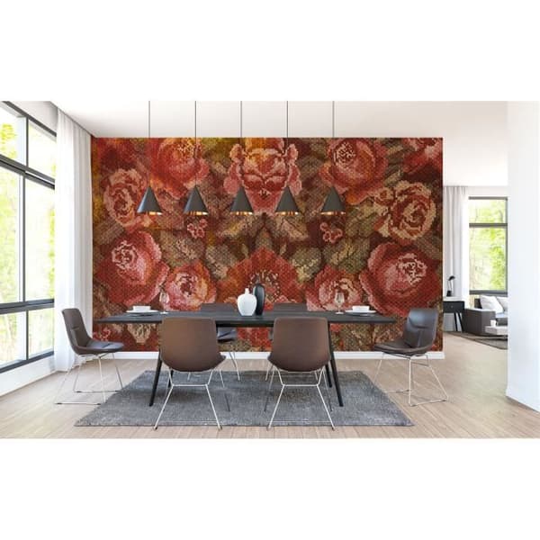 Tapet blommor M1-No.60134 Digitalprint Rosa Grön